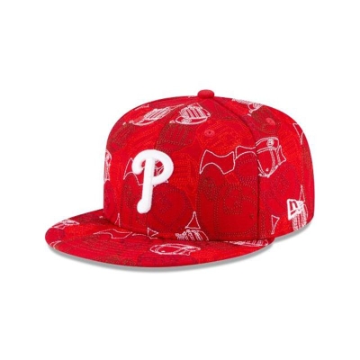 Red Philadelphia Phillies Hat - New Era MLB Caps Chaos 59FIFTY Fitted Caps USA9517483